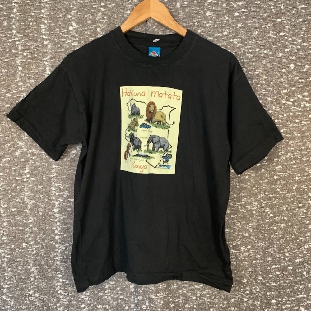 Vintage‎ Airborne Kenya Africa T-Shirt Black Safari Hakuna Matata Graphic Tee M
